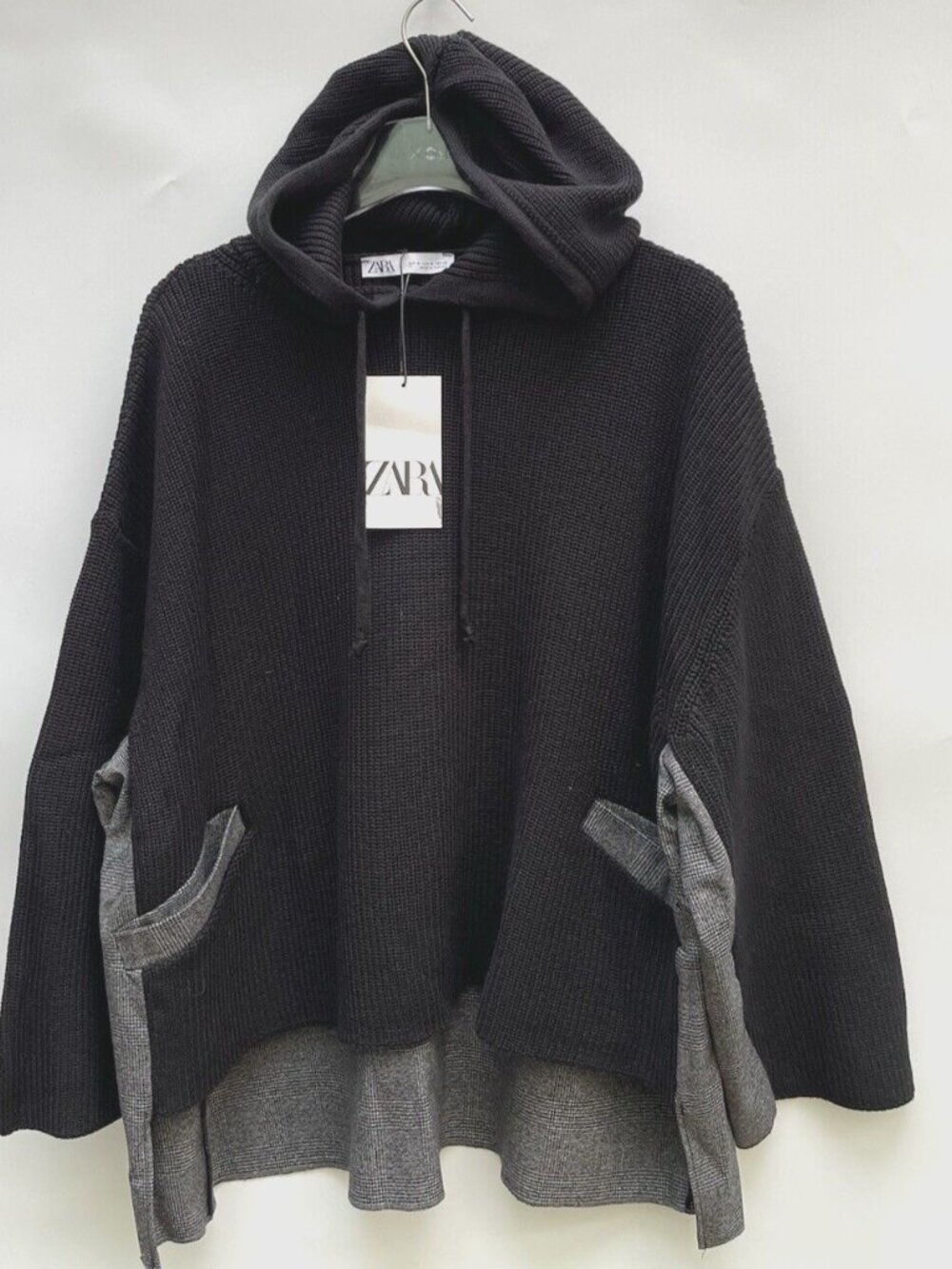 Womens ZARA Oversized Contrast Sweater With Hood Sizes L& S